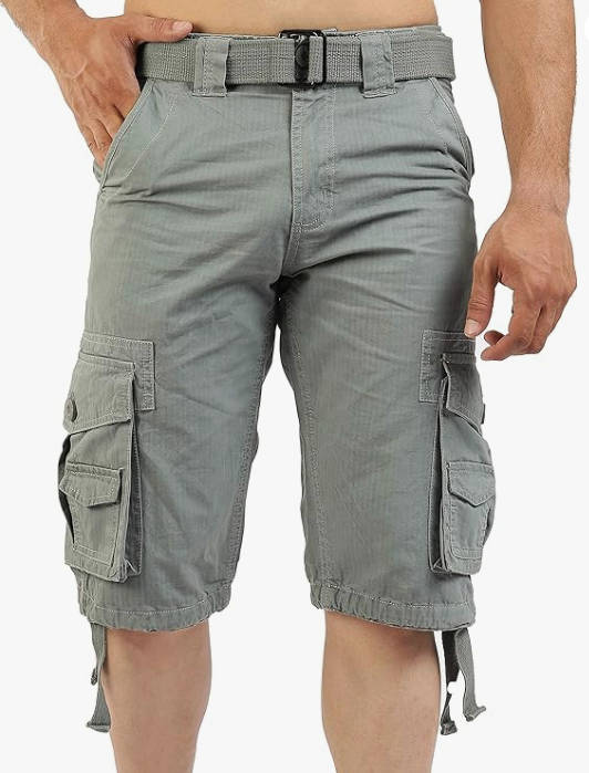 Shorts Mens Grey Cargo Long Shorts with Belt ***Bought in DUBAI